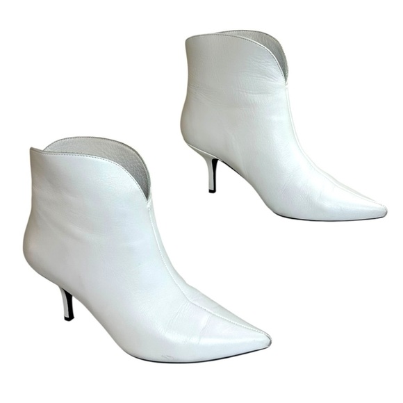 Anine Bing - Women’s ‘Frankie’ Leather Kitten Heel Booties - White, 37 IT, 7 US - Picture 4 of 15